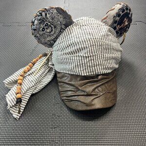 Pirates of the Caribbean Mickey Mouse Ears Hat With Striped Head Wrap & Decorati